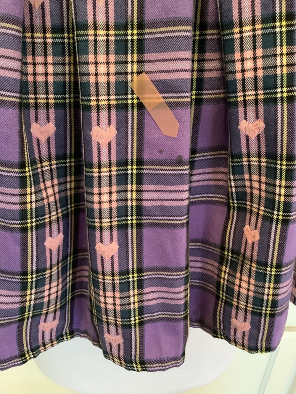 Hot Topic Purple Plaid & Pink Hearts Pleated Skirt Size XL - Picture 8 of 9